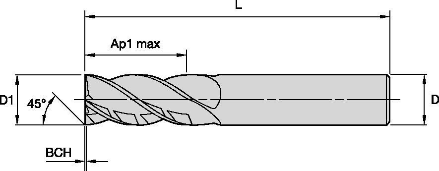 HARVI™ I TE Four Flute End Mill for Roughing and Finishing Covering the Broadest Range of Applications and Materials