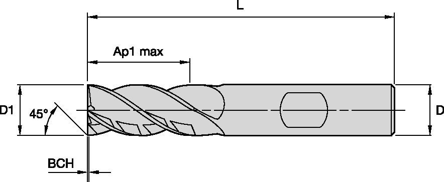 HARVI™ I TE Four Flute End Mill for Roughing and Finishing Covering the Broadest Range of Applications and Materials