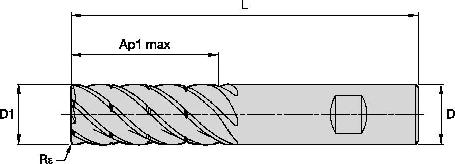 KOR6™ <sup>DT</sup> • 6 Schneiden • 3 x D • Weldon® Schaft