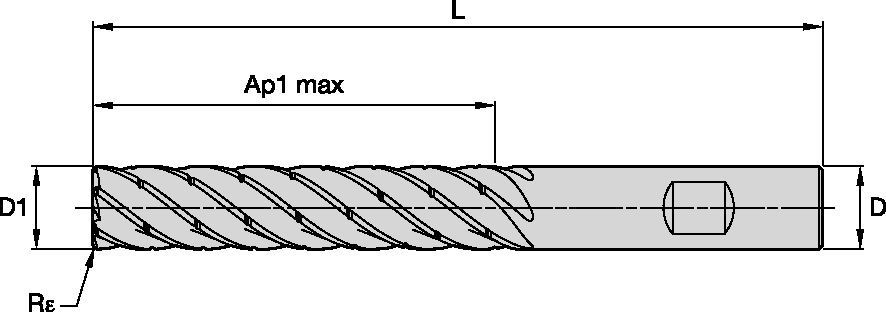 KOR6™ <sup>DT</sup> Vollhartmetall-Schaftfräser zum dynamischen Fräsen von Titan