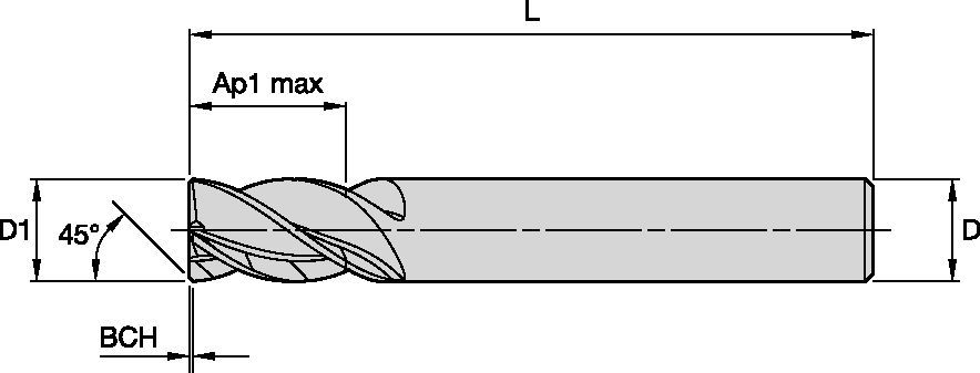 HARVI™ I TE Four Flute End Mill for Roughing and Finishing Covering the Broadest Range of Applications and Materials