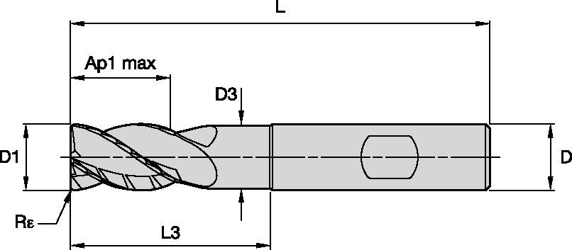 HARVI™ I TE • Radiused • 4 Flutes • Necked • Weldon® Shank • Inch