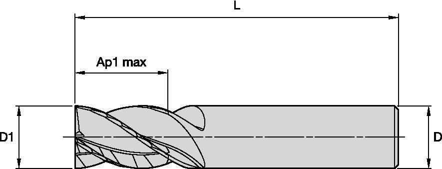 HARVI™ I TE Four Flute End Mill for Roughing and Finishing Covering the Broadest Range of Applications and Materials