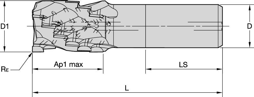 KenCut<StartNumerator/>™ AQ • ALSR • Radiused • 2-3 Flutes • 1.25 x D • Internal Coolant • Plain Shank • Inch