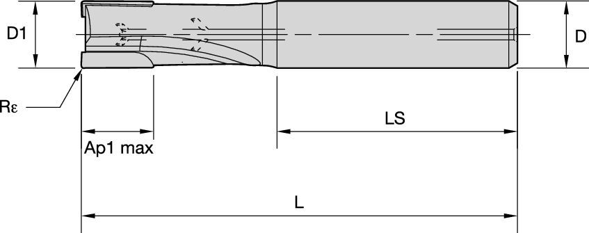 KenCut™ AQ • ALCB • Radiused • 2 Flutes • 1 x D • Internal Coolant • Plain Shank • Inch