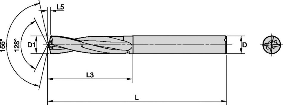 HiPACS Drill • 3 x D • Internal Coolant • Straight Shank • Metric