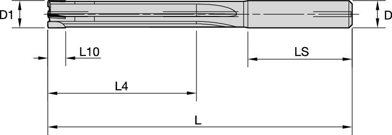 PCD Reamer • R225 • 5 x D • Blind Hole • Straight Shank • Inch