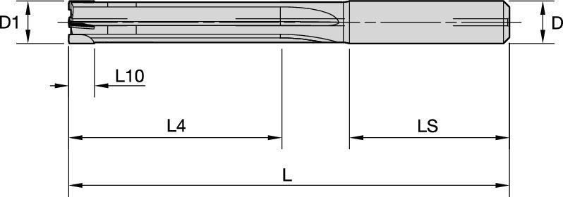 PCD Reamer • R225 • 5 x D • Blind Hole • Straight Shank • Metric