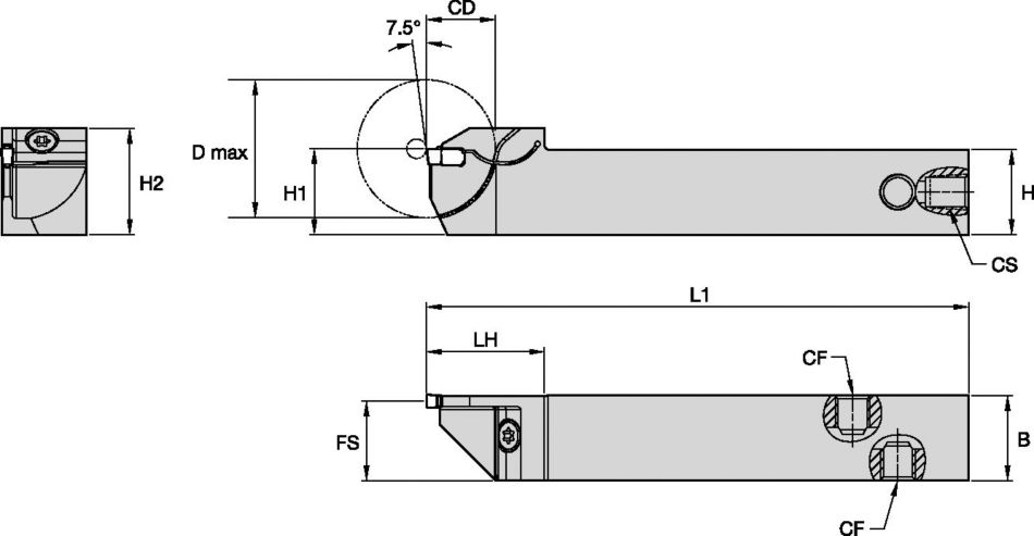 WGCSCF • 일체형 강화 전면 클램프 툴 홀더 • Metric