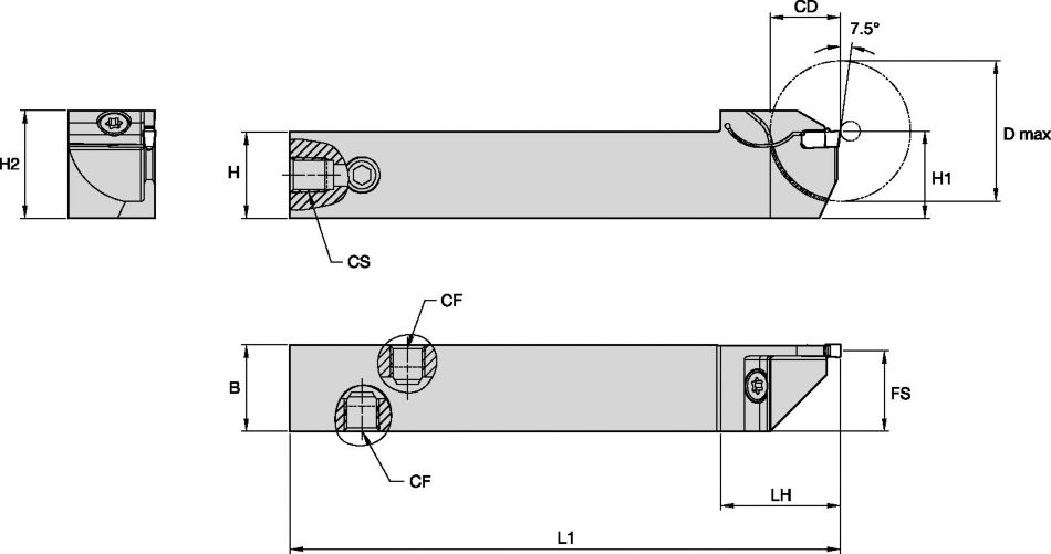 WGCSCF • Porta-ferramentas para fixação frontal reforçada integral • Métrico