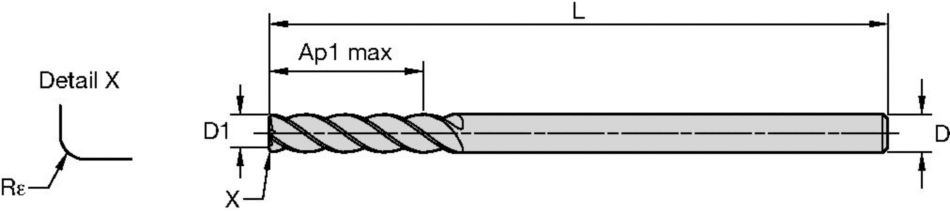 VariMill™ XTREME™ • Series 4X0E • Radius • 4 Flutes • Regular • Cylindrical Shank • Inch