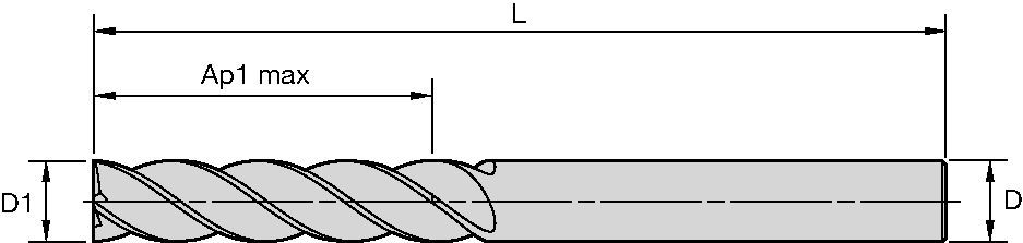 Series 4X1E • Square End • 4 Flutes • Cylindrical Shank • Inch