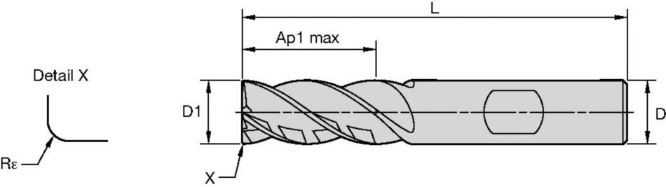 Series 4X0E • Radiused • 4 Flutes • Weldon® Shank • Inch