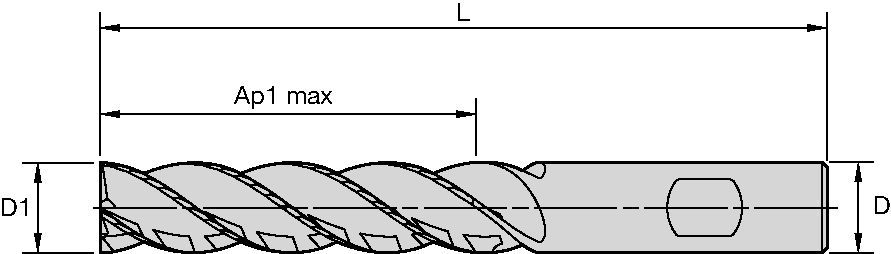 Series 4X6E • Square End • 4 Flutes • Weldon® Shank • Inch