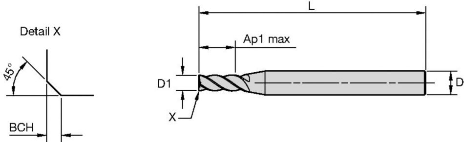 VariMill™ XTREME™ • Series 4X0E • Chamfered • 4 Flute • Cylindrical Shank • Metric