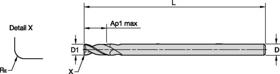 ALUFLASH • Series 2A09 • Radius • 2 Flute • Regular Length • Cylindrical Shank • Inch