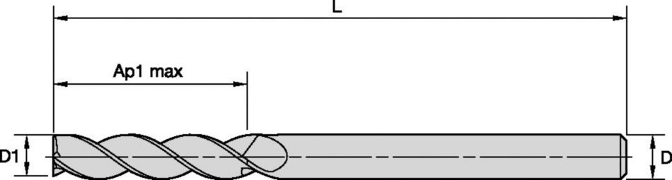 ALUFLASH • Series 3A09 • Square End • 3 Flute • Regular Length • Cylindrical Shank • Metric