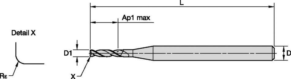 ALUFLASH • Series 2A09 • Radius • 2 Flute • Regular Length • Cylindrical Shank • Metric