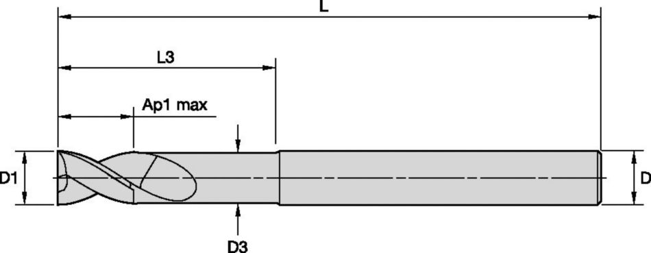 ALUFLASH • Series 2AL9 • Square End • 2 Flute • Regular Length • Medium Neck • Cylindrical Shank • Inch