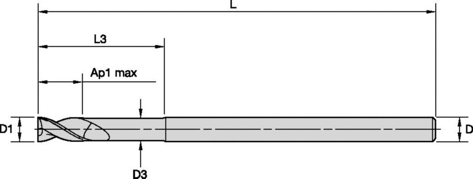 ALUFLASH • Series 2AF9 • Square End • 2 Flute • Regular Length • Long Neck • Cylindrical Shank • Inch