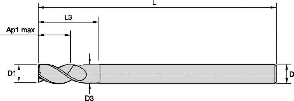 ALUFLASH • Series 3AN9 • Square End • 3 Flute • Regular Length • Regular Neck • Cylindrical Shank • Inch