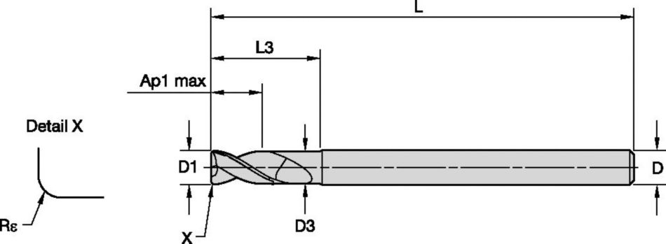ALUFLASH™ Series 2AN9 • Radius • 2 Flute • Regular Length • Regular Neck • Cylindrical Shank • Inch