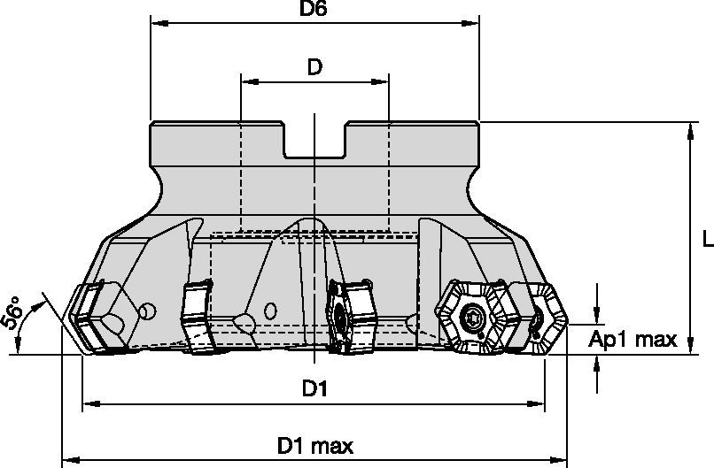 M1200 Max Screw Clamping • 56° • Shell Mills • Metric