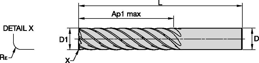 VariMill™ Chip Splitters • Series 773T • Radiused • 7 Flute • Cylindrical Shank • Inch