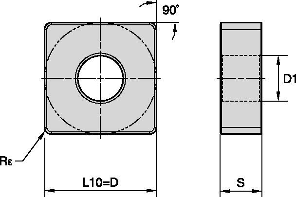 ISO-Wendeschneidplatte • Negative S-Ausführung