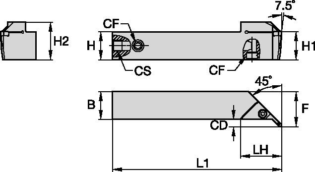 Beyond™ Evolution™ • Integral Toolholder • 45° • Profiling • Through Coolant • Inch