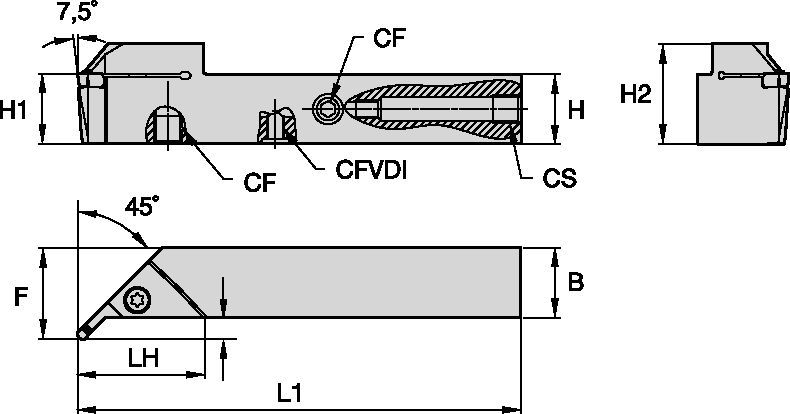 Обработка канавок и отрезка • Квадратный хвостовик