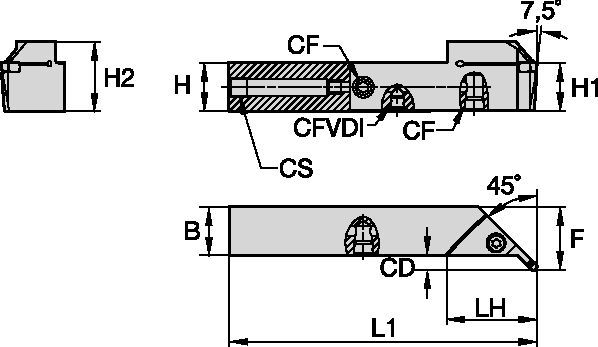 Beyond™ Evolution™ • Integral Toolholder • 45° • Profiling • Through Coolant • Metric