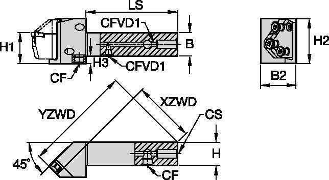 Beyond<StartNumerator/>™ Evolution™ • Portaherramientas modular • 45° • <br />Con refrigeración interna