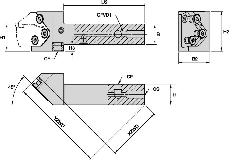 Beyond™ Evolution™ • Modular Toolholder • 45° • Through Coolant • Metric