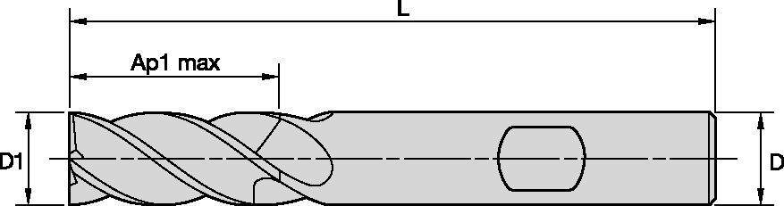 GOmill™ PRO • Square End • 4 Flutes • Weldon Shank • Metric