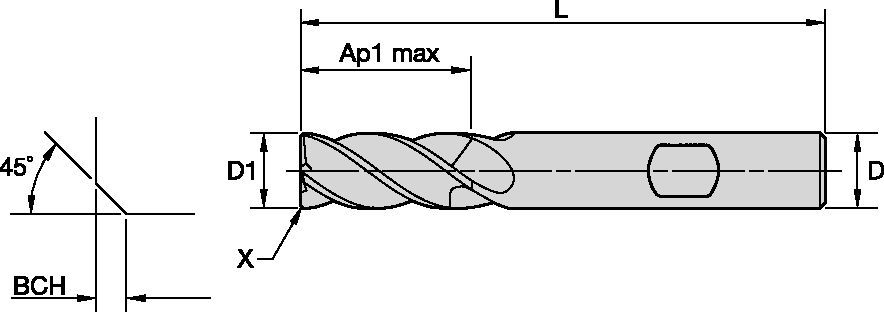 GOmill™ PRO • Chamfered • 4 Flutes • Weldon Shank • Metric