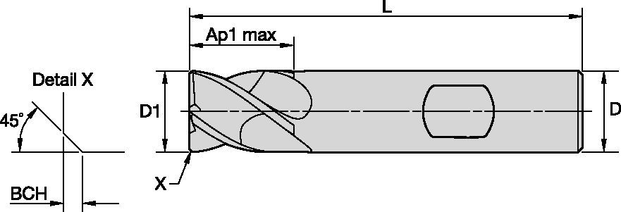 WCE4 • Chamfered • 4 Flute • Weldon® Shank • Inch