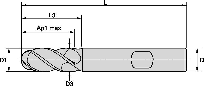 GOmill™ PRO • Ball Nose • 4 Flutes • Necked • Weldon Shank • Metric