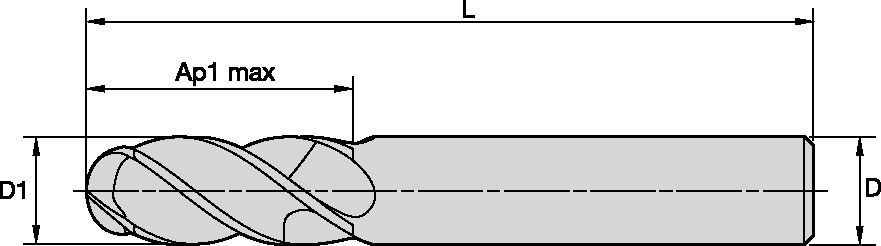 WCE4 • Series W40B • Ball Nose • 4 Flute • Cylindrical Shank • Inch