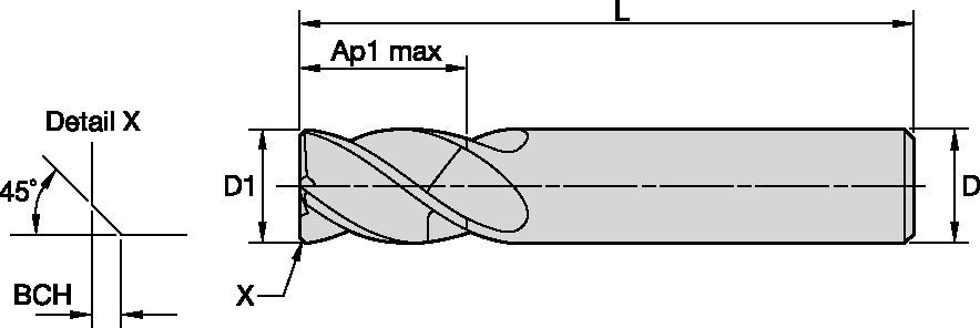 WCE4 • Series W421 • Chamfered • 4 Flute • Cylindrical Shank • Inch