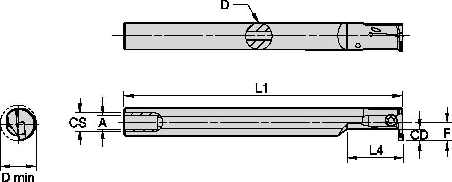 Integral-ID Einstechdreh-Bohrstangen