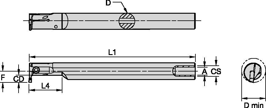 Integral-ID Einstechdreh-Bohrstangen