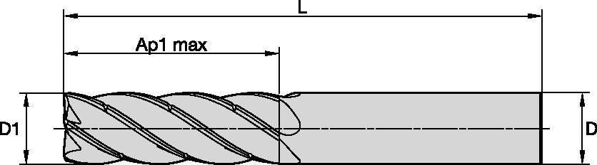 KOR5™ <sup>DA</sup> Vollhartmetall-Schaftfräser zum dynamischen Fräsen von Aluminium