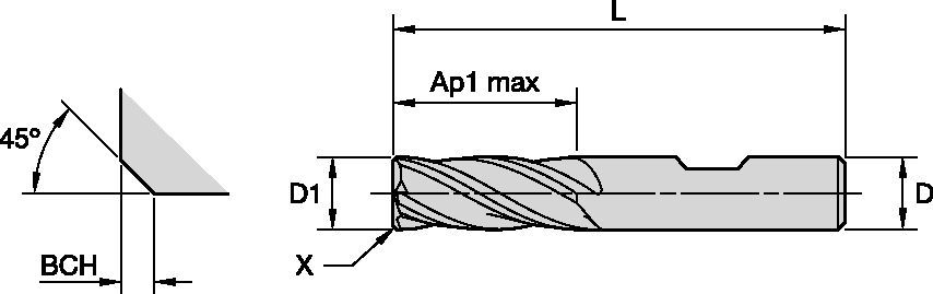 GOmill™ GP - Chamfered - 4 Flutes - Weldon® Shank - Metric 5824215 - Kennametal