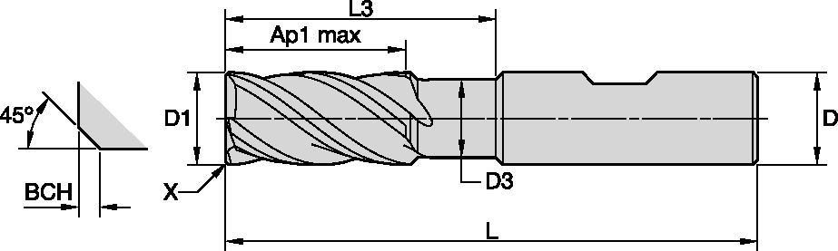 HARVI™ I - Chamfered - 4 Flutes - Necked - Weldon® Shank - Metric 5956378 - Kennametal