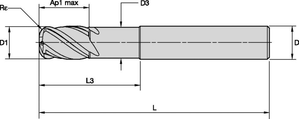 HARVI™ I • Radiused • 4 Flutes • Necked • Plain Shank • Metric