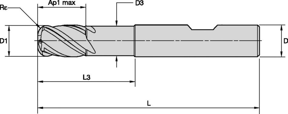 HARVI™ I • Radiused • 4 Flutes • Necked • Weldon® Shank • Metric