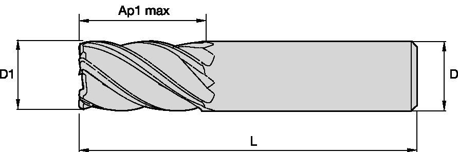 HARVI™ II • Square End • 5 Flutes • Plain Shank • Metric