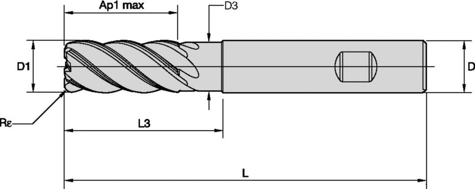 HARVI™ II • Radiused • 5 Flutes • Necked • Weldon® Shank • Metric