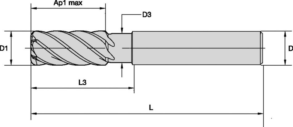 HARVI™ III • Square End • 6 Flutes • Necked • Plain Shank • Metric